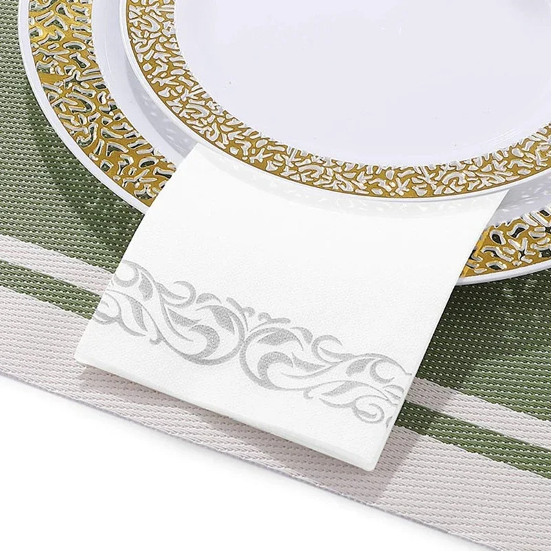 50 sztuk jednorazowe ręczniki do rąk serwetka stołowa papierowa elegancka chusteczka świąteczne przyjęcie urodzinowe serwetka ślubna serwetka deco mariage — zdjęcie 5