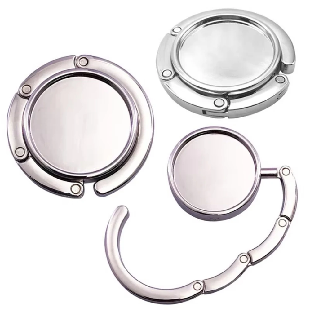 

Portable Outdoor Folding Handbag Hook Crystal Alloy Bag Hanger Circle Shape Table Hook Holder for Purse Bag Accessories