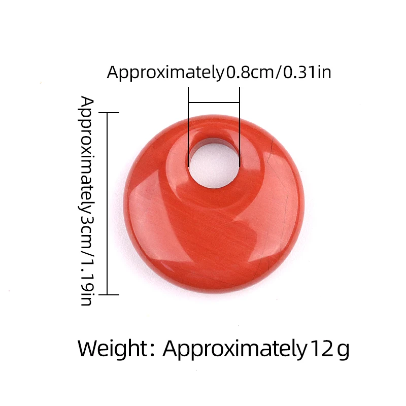 Natural 30MM Donut Gemstone Charms for Making Jewelry 8MM Hole Polishing Crystal Round Lucky Coin Protection Healing