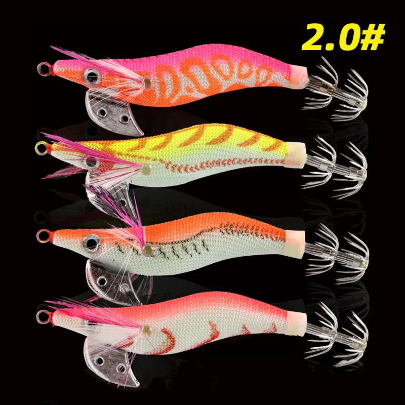 Glow In The Dark Knife Back Squid Jig 8cm 7g 9 Colors Plastic Shrimp Lure Saltwater Hook Bait High Catch Rate Octopus Squid