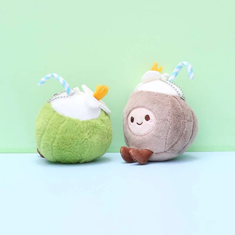 코코넛 펜던트 키체인, 귀여운 봉제 인형, 열대 과일 인형, 커플을 위한 창의적인 선물, 고급스러운 느낌의 봉제 인형 식물