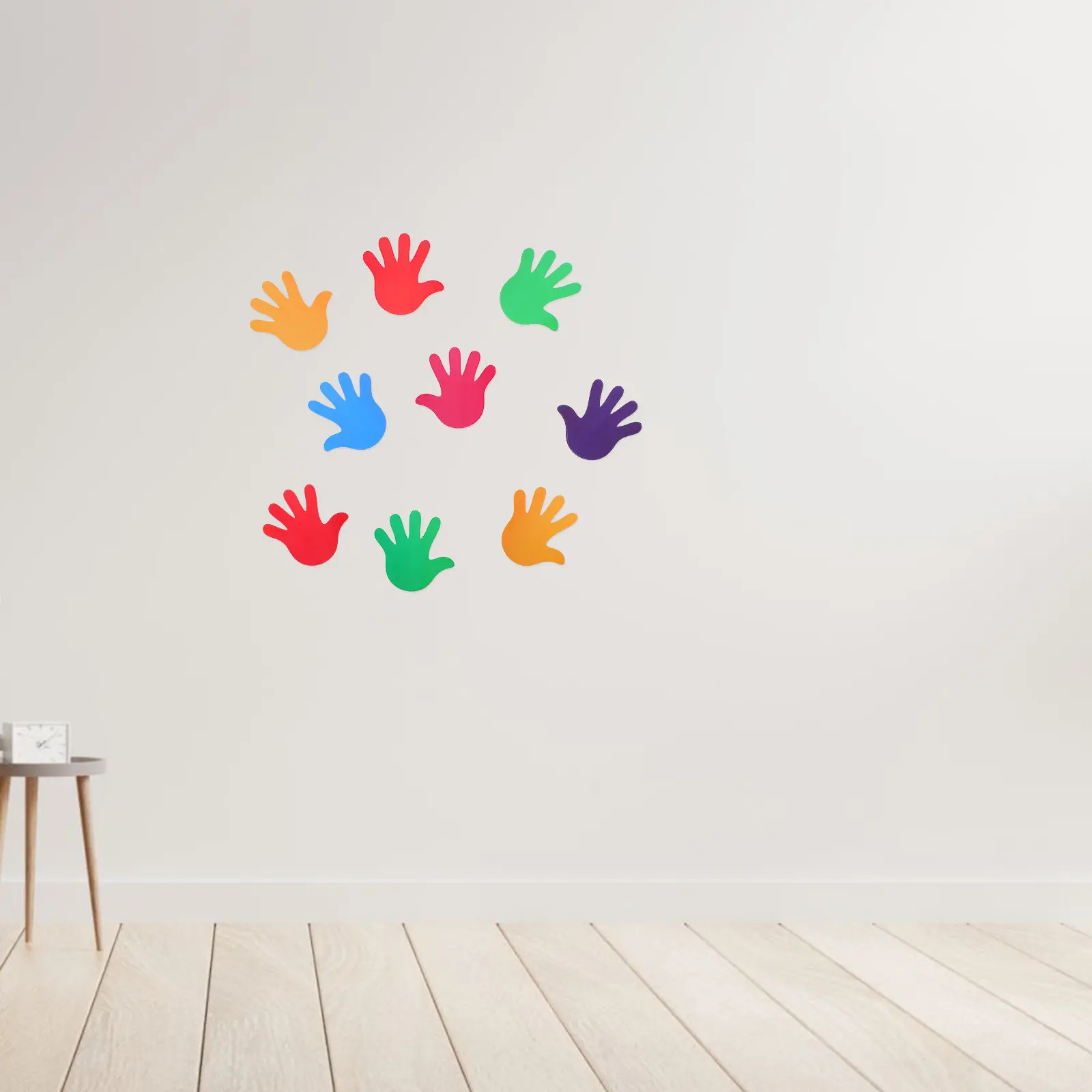 

27Pcs Handprint Waterproof Stickers Colorful Hand Shape Cutouts Peel Stick Floor Wall Decals Removable Residue-Free Kindergarten