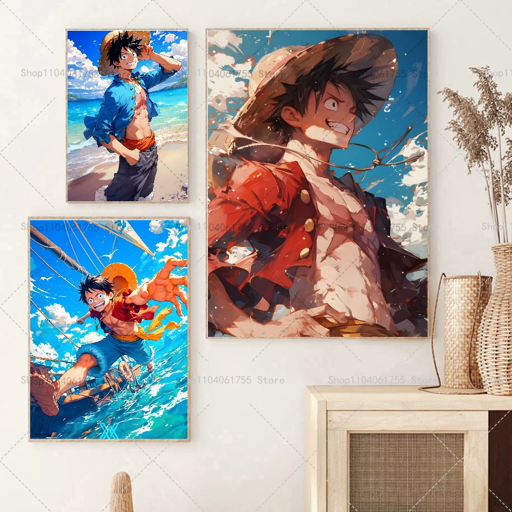 1 قطعة واحدة أنيمي P-PieceS لوفي المشارك ذاتية اللصق الفن ورق مقاوم للماء ملصق مقهى بار غرفة جدار ديكور