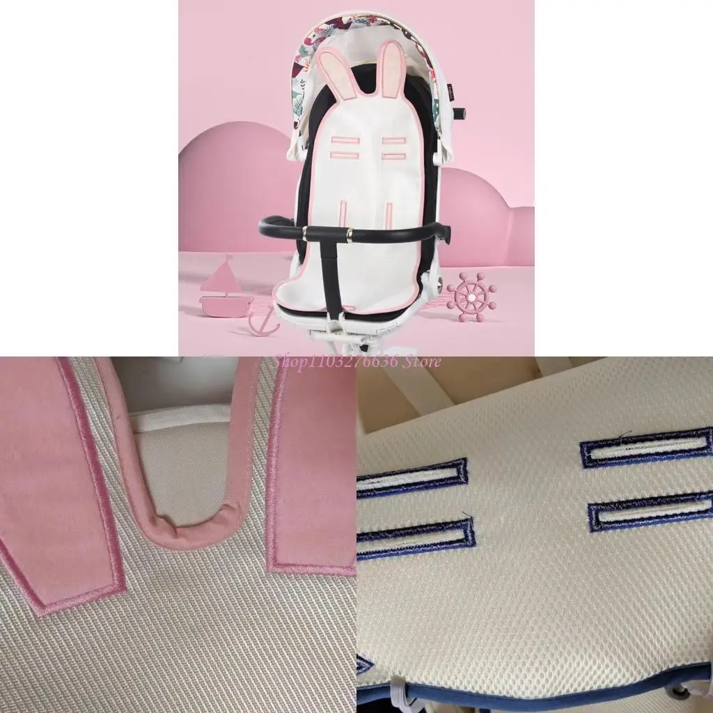 

R6FD Comfortable Baby Strollers Cooling Mat Summer Cushion Ice Silk Pad with Multiple Belt Hole Feature for Infant