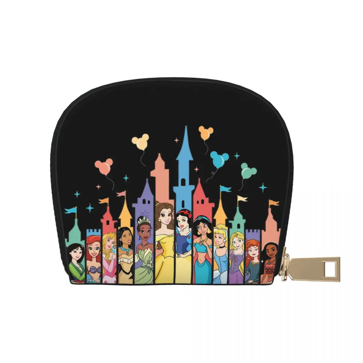 Cartoon Princess Ariel Leather Coin Cards Bag Purse for Girls Women Stylish Snow White and Belle Wallet Portable Card Holders