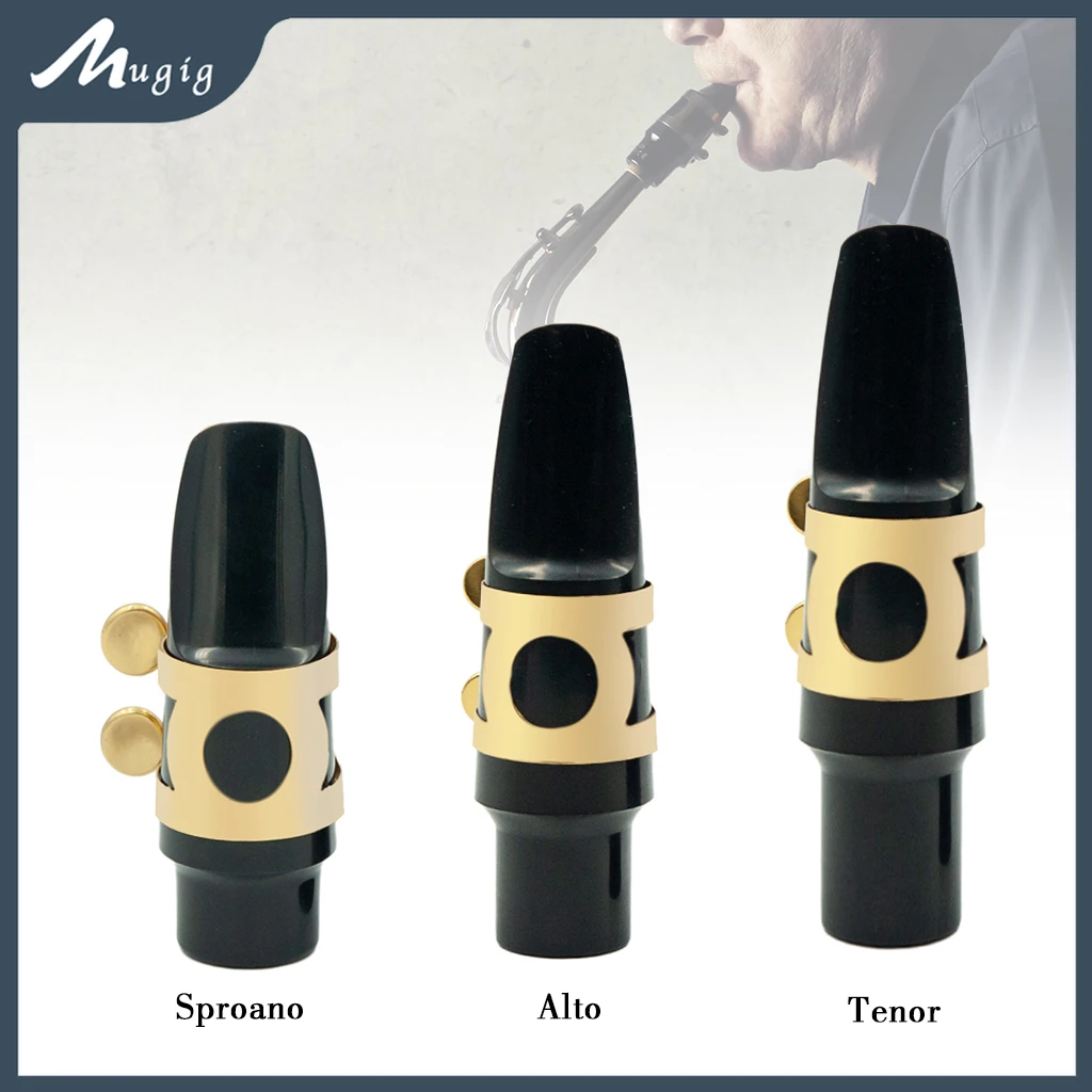 

Mugig Saxophone Bakelite Mouthpiece Soprano Alto Tenor w/Ligature Cap Reed Mellow Sound Sax Accessories For Popular Jazz Music