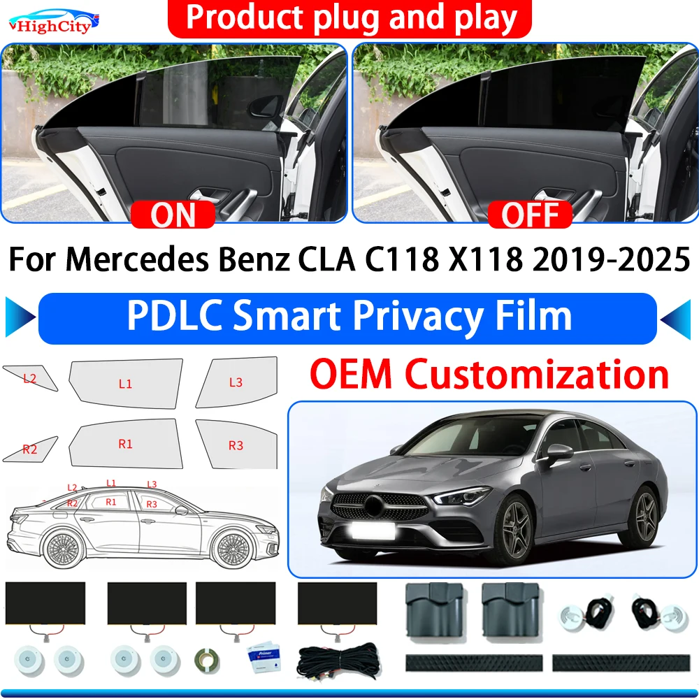 For Mercedes Benz CLA C118 X118 2019-2025 OEM Switchable Electric Smart Privacy Film Polymer Dispersed Liquid Crystal Film