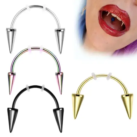 1 पीसी स्टेनलेस स्टील सी रॉड डेविल वैम्पायर नुकीले दांत स्माइली पियर्सिंग पंक लैब्रेट कान पियर्सिंग इयररिंग्स 2022 ट्रेंड बॉडी ज्वेलरी 10 best sales स्माइली पियर्सिंग आभूषण - №2