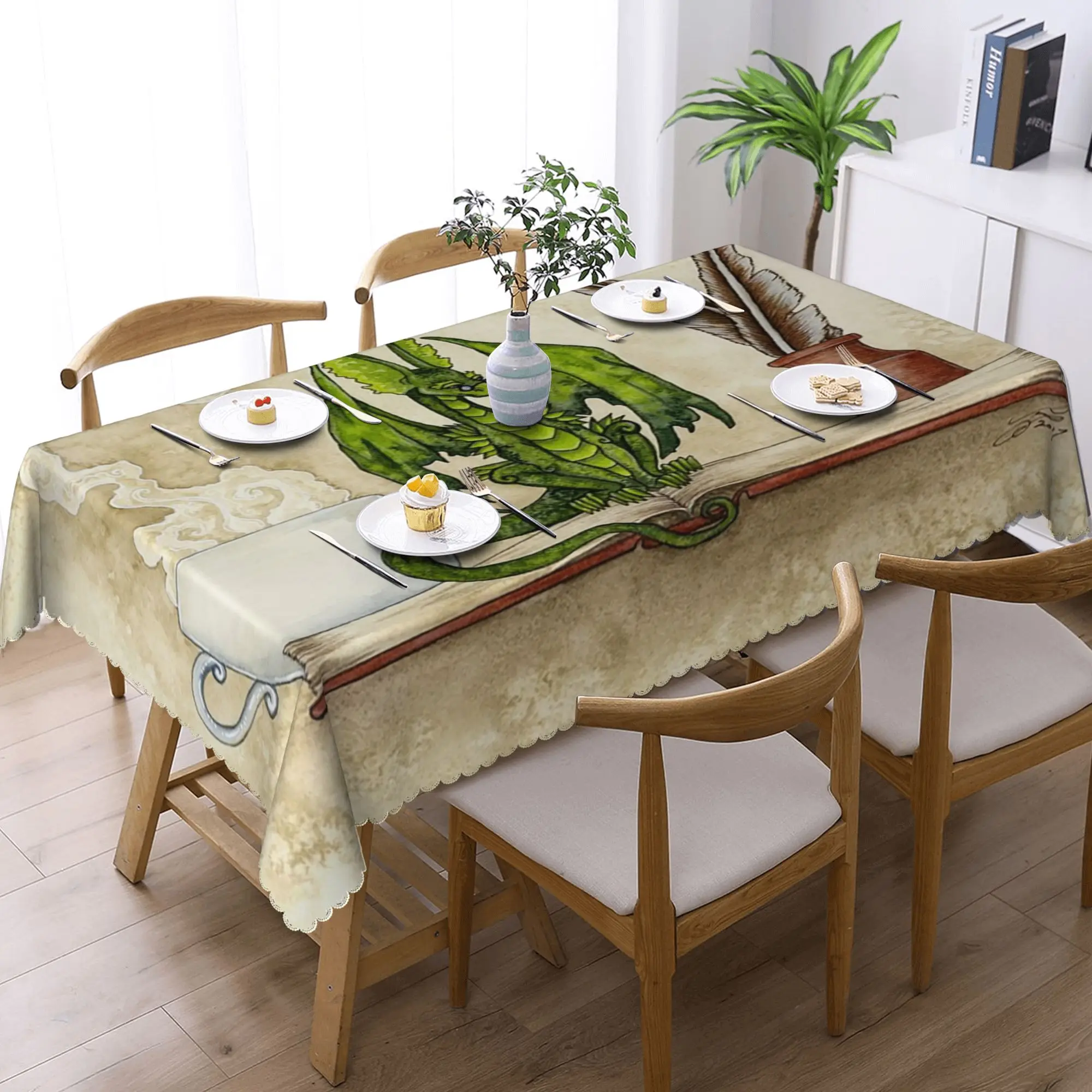 Nappe rectangulaire personnalisée The Scholar, résistante à l'huile, pour événements et repas