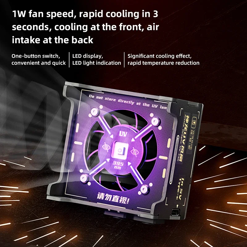 

YCS Divine Dragon UV Fan UV Curing Heat Dissipation Exhaust Cooling Phone Motherboard IC Chip PCB Repair UV Fan