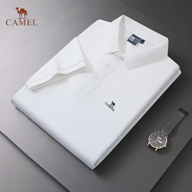 Embroidered CAMEL Men's Pure Cotton Sweat-absorbing and Breathable Polo Shirt Summer Fashion Business Casual Short sleeved T-shi