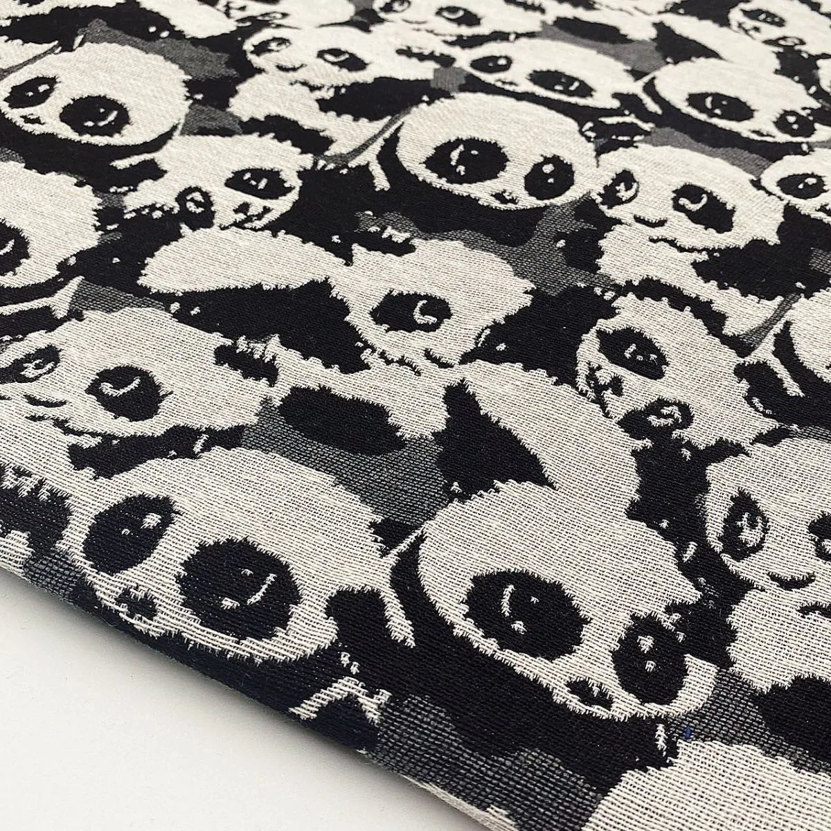 

Designer Panda Jacquard Fabric - Cute Cartoon Animal Woven Material - Heavyweight Cotton Blend Cloth for Jackets, Kidswear, DIY