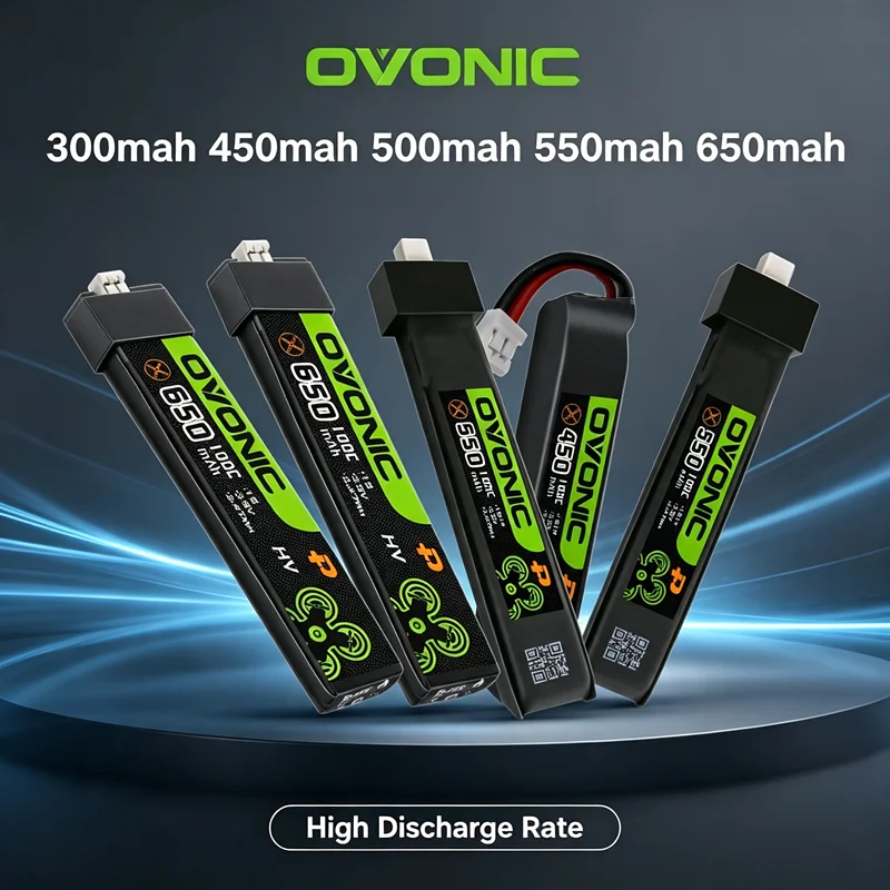Drone Battery Li-Ion - 5Pcs Baterai Lipo OVONIC 300mAh 450mah