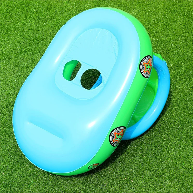 Inflatable Swimming Ring Car Baby Pool Float with Sun Protection Canopy Seat Boat for Kids Toddlers