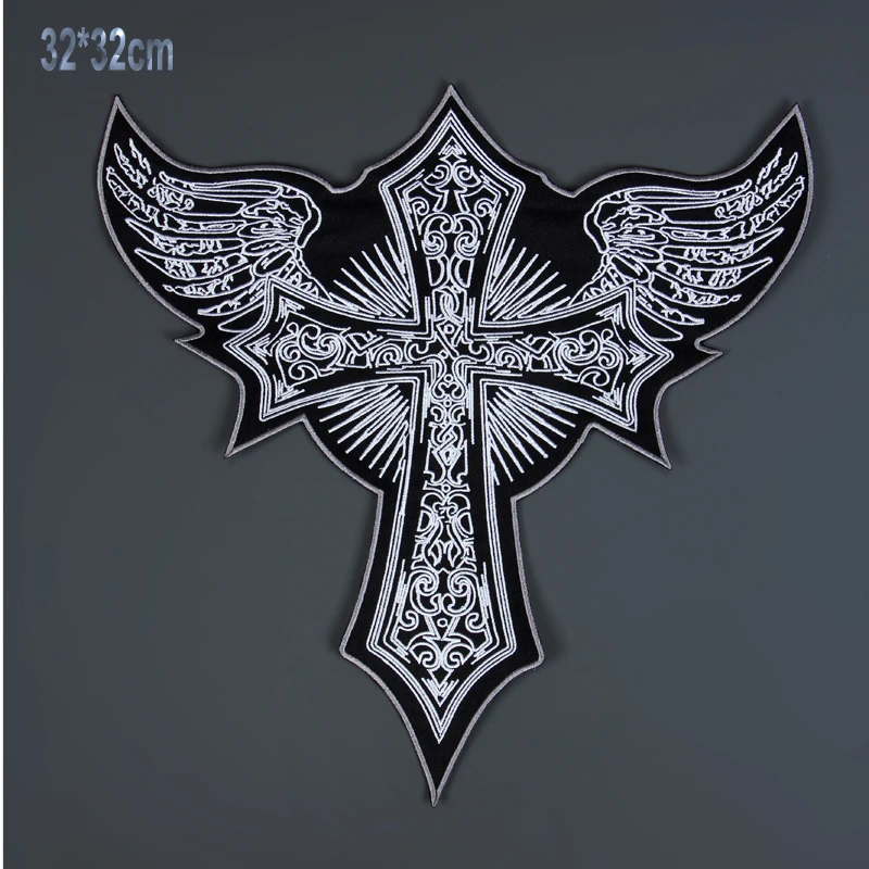 Wings  Large Embroidery Patches Sew on For Jacket Motorcycle Biker Clothes Decoration Applique 32cm*32cm DIY Accessories