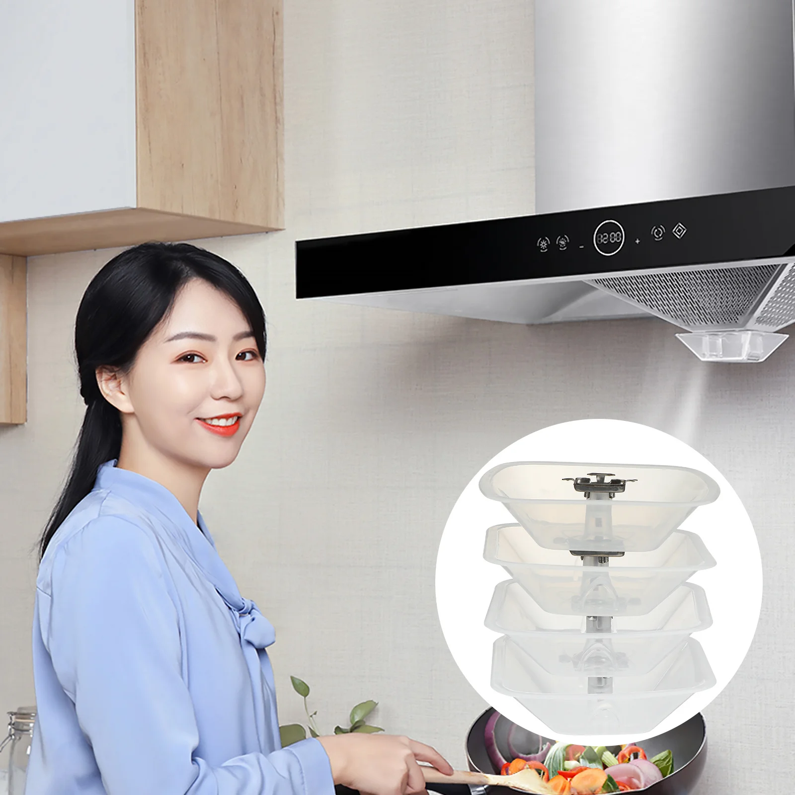 

4Pcs Durable Range Hood Oil Box Easy Install Replace Old Cup Home Kitchen Accessories Range Hood Oil Collecting Cup