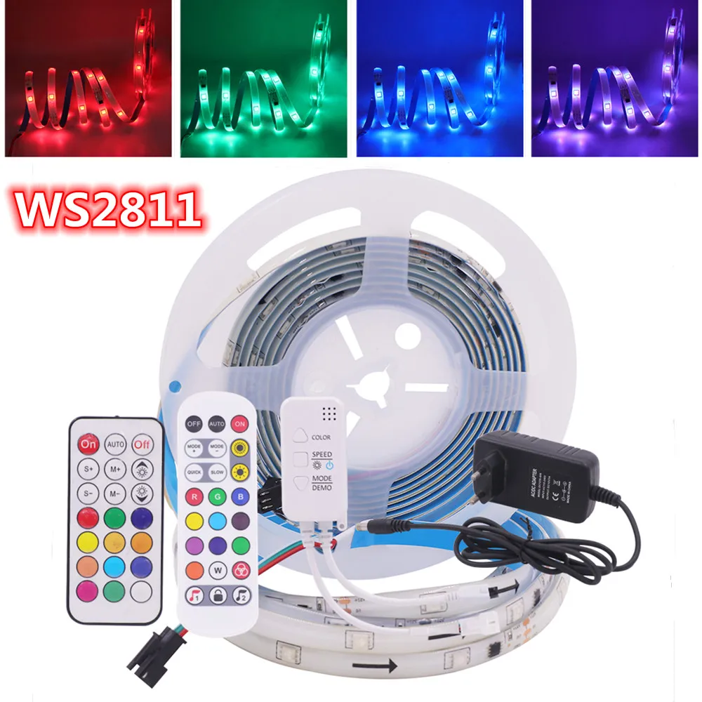 

Светодиодная RGB ленсветильник WS2811 12 В пикселей 5050 SMD, адресная цифровая светодиодная лента 5 м 10 м, умная веревочная лента с пультом дистанционного управления