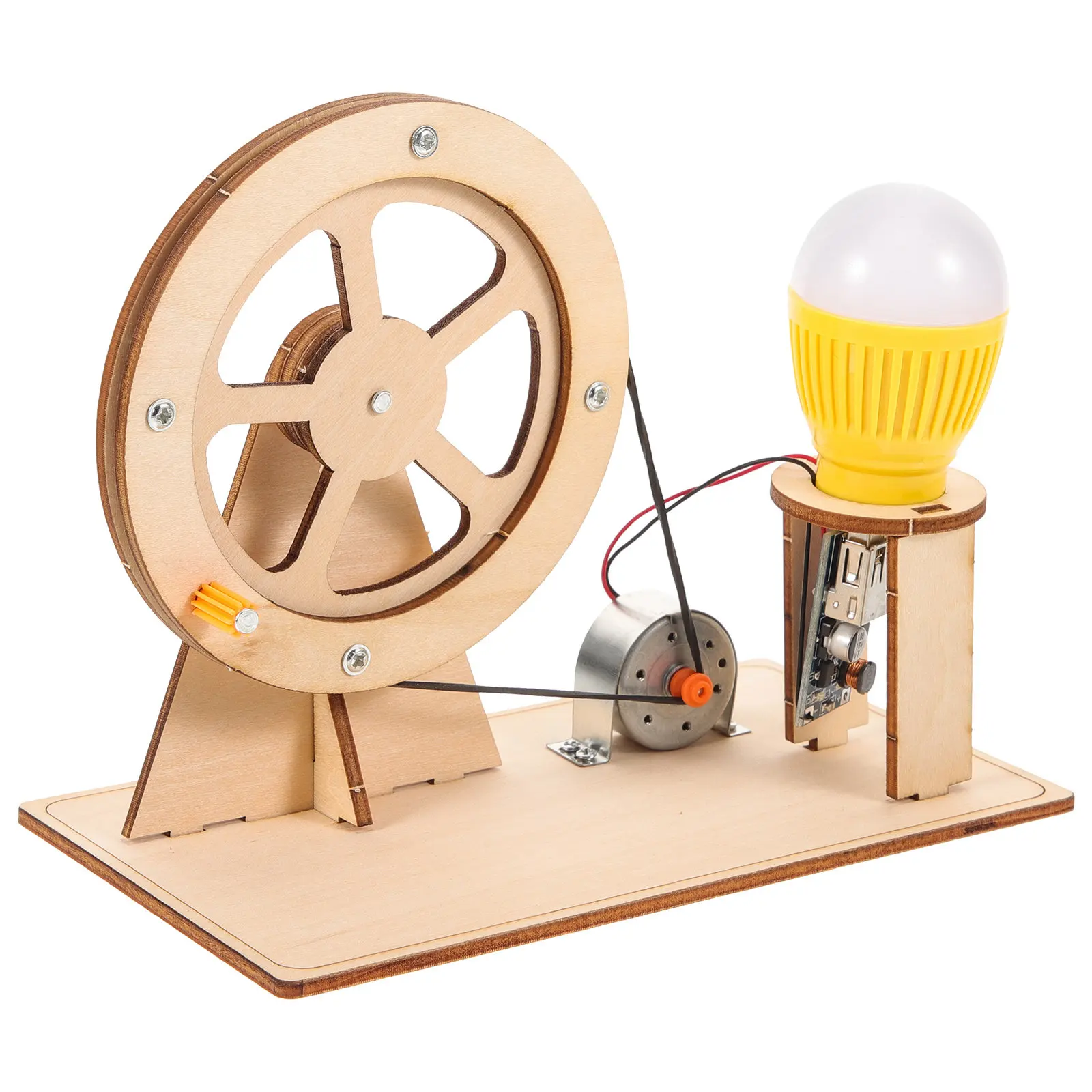 

1Set Hand Crank Electricity Generator Material Pack Wooden Kit for Kids Stem Education Activity