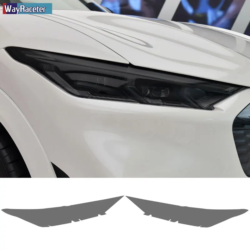 2 Pcs Car Headlight Protective Film Front Light Transparent Smoked Black TPU Sticker For Ford Mustang Mach E 2021 2022