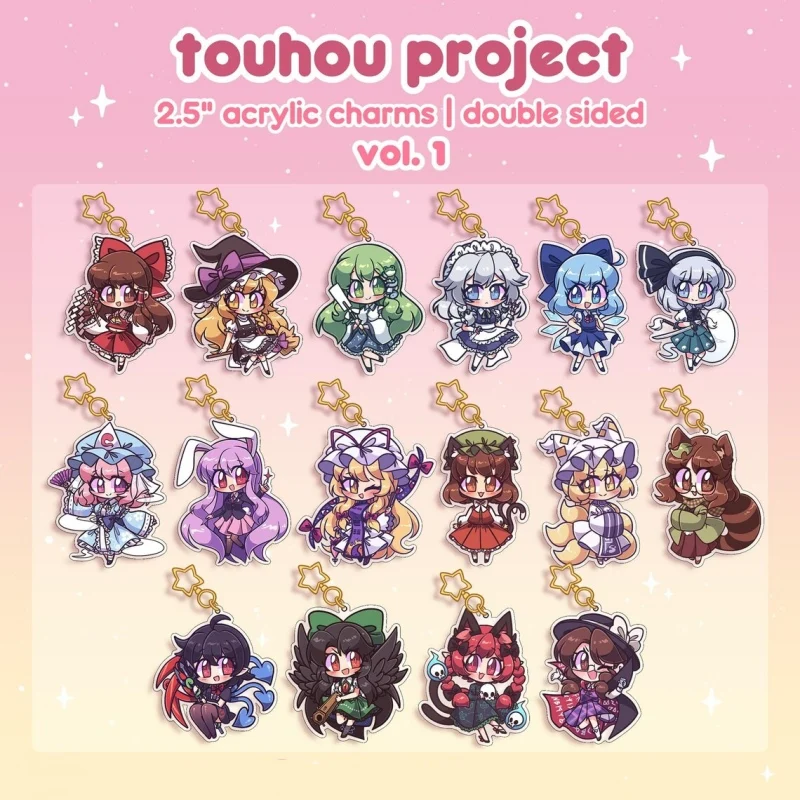 Breloques de personnages Touhou Project, porte-clés en acrylique double face, pendentif de collection, cadeau pour fans d'anime et de jeux