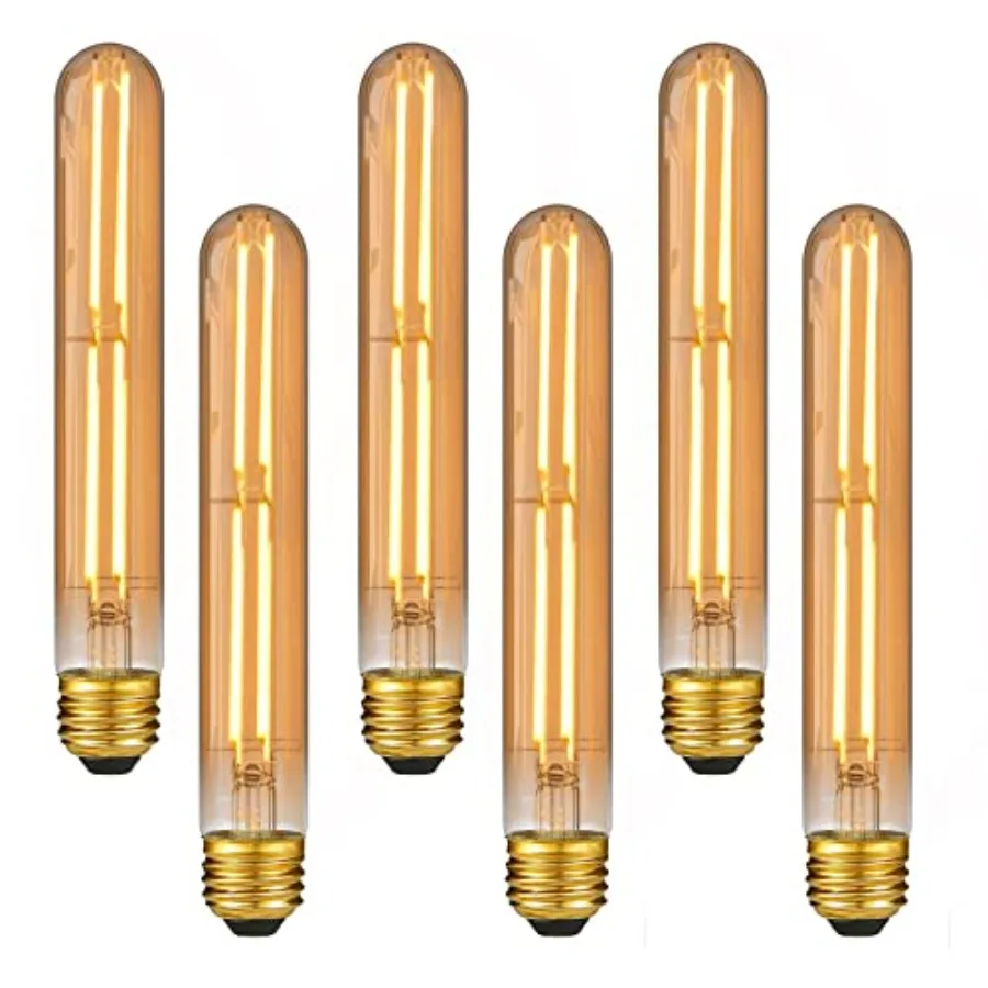 

7.3 Inch E26 Led Bulb 6W Dimmable 2200K Amber White Vintage Edison Bulbs Equal 80 Watt T10 T9 Long Tubular Glass Light Bulb 800