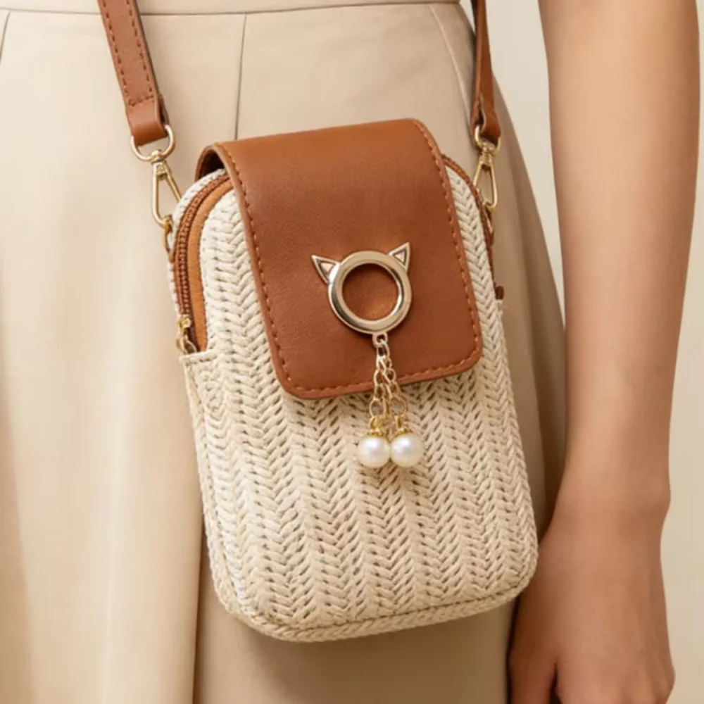 

Fashion Braided Women Crossbody Bag Casual Street Style Weave Shoulder Bag Mini Ladies Beach Women Party Vacation