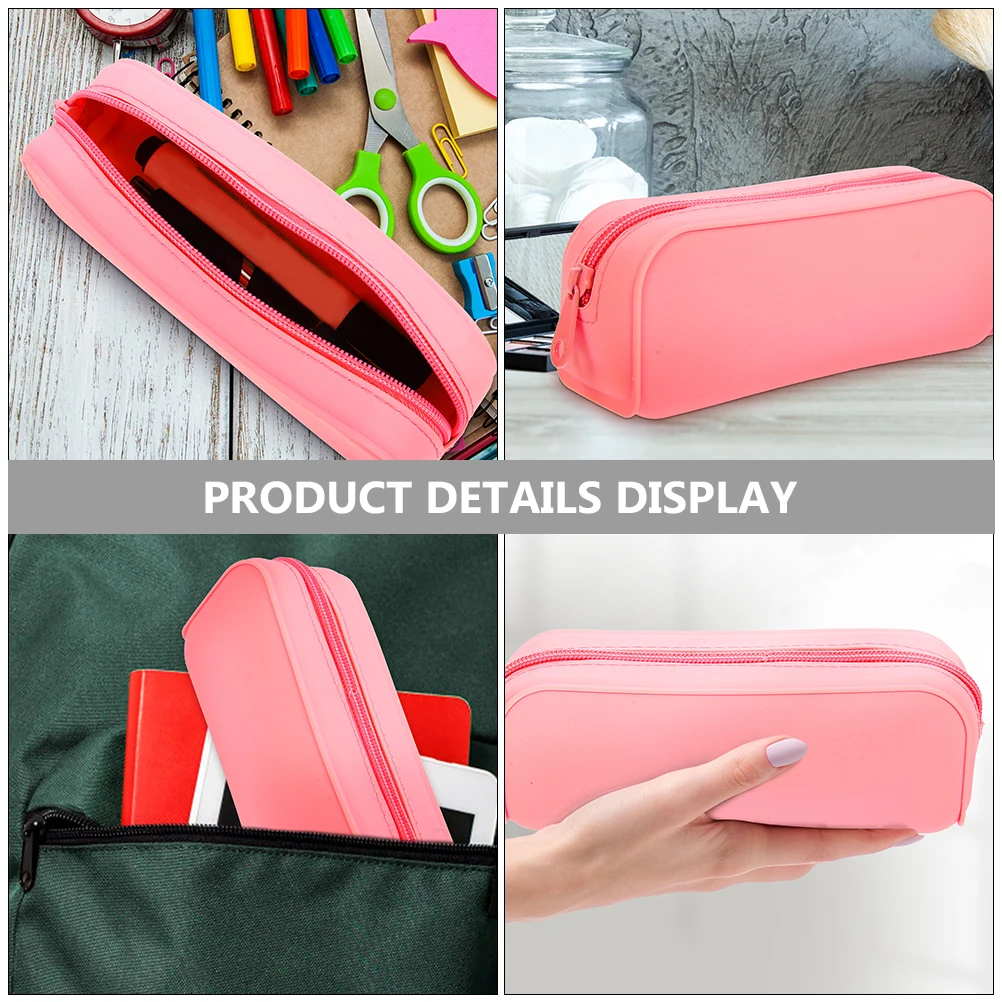 Astuccio per matite in silicone color caramello da 2 pezzi Astuccio per penne estetico carino per ragazze Astuccio per matite per materiale scolastico di grande capacità per il college