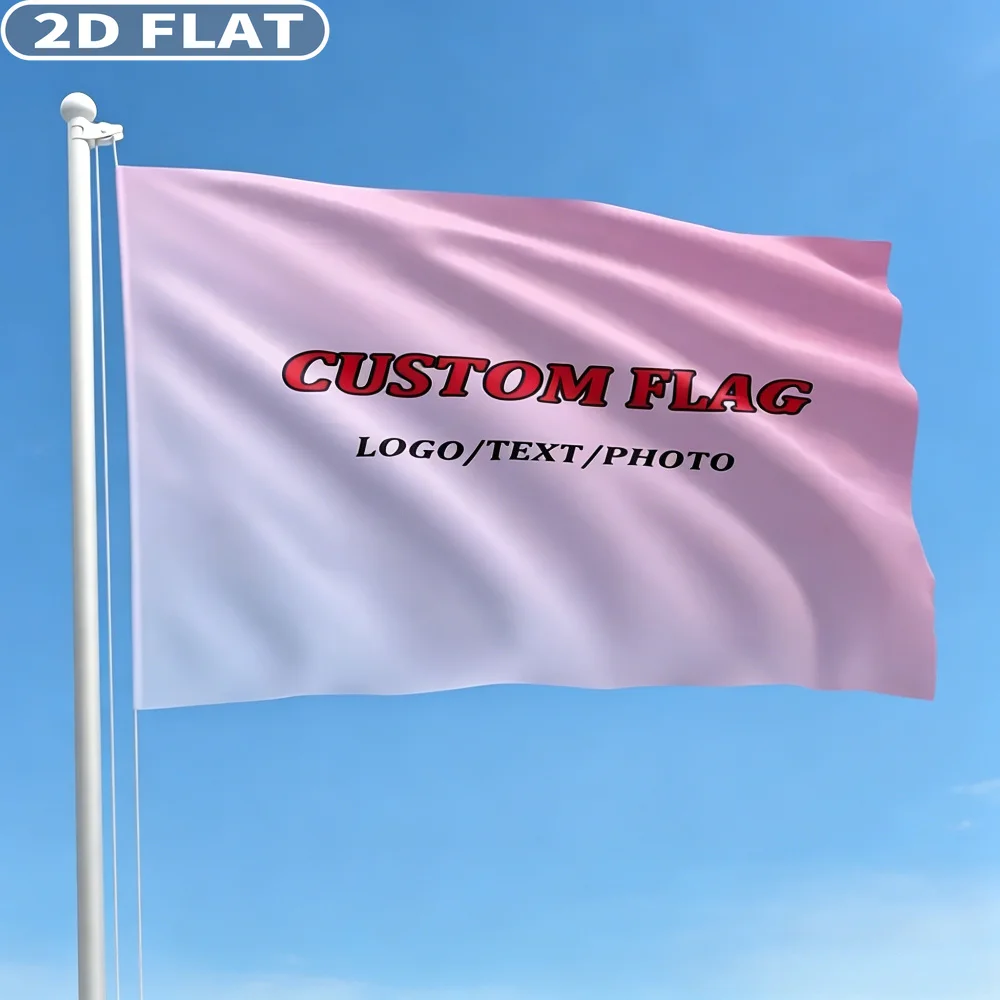1 pieza de bandera plana 2D personalizada de una sola cara, 4 opciones de tamaño disponibles, diseño personalizado de texto/logotipo/foto, anillo de cuerda de latón