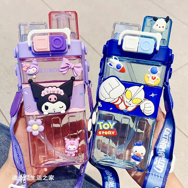 

Hot Disney Ultraman Water Cup For Childrens School Use Sports Square Double Drinking Cup Portable Large Capacity Water Bottle