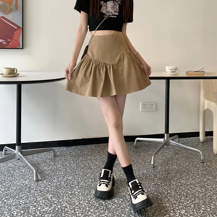 

Skirts Womens Mesh Crinkle Layered Y2k Skirt for Art Workshop Indie Vintage Sheer Artistic Drawstring Waist Daily Student Cute
