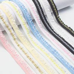 50Yards 12mm Double Layers Tassels Ruffled Stretch Lace Band Pleated Elastic Ribbon For Sewing Trim DIY Clothing Accessories