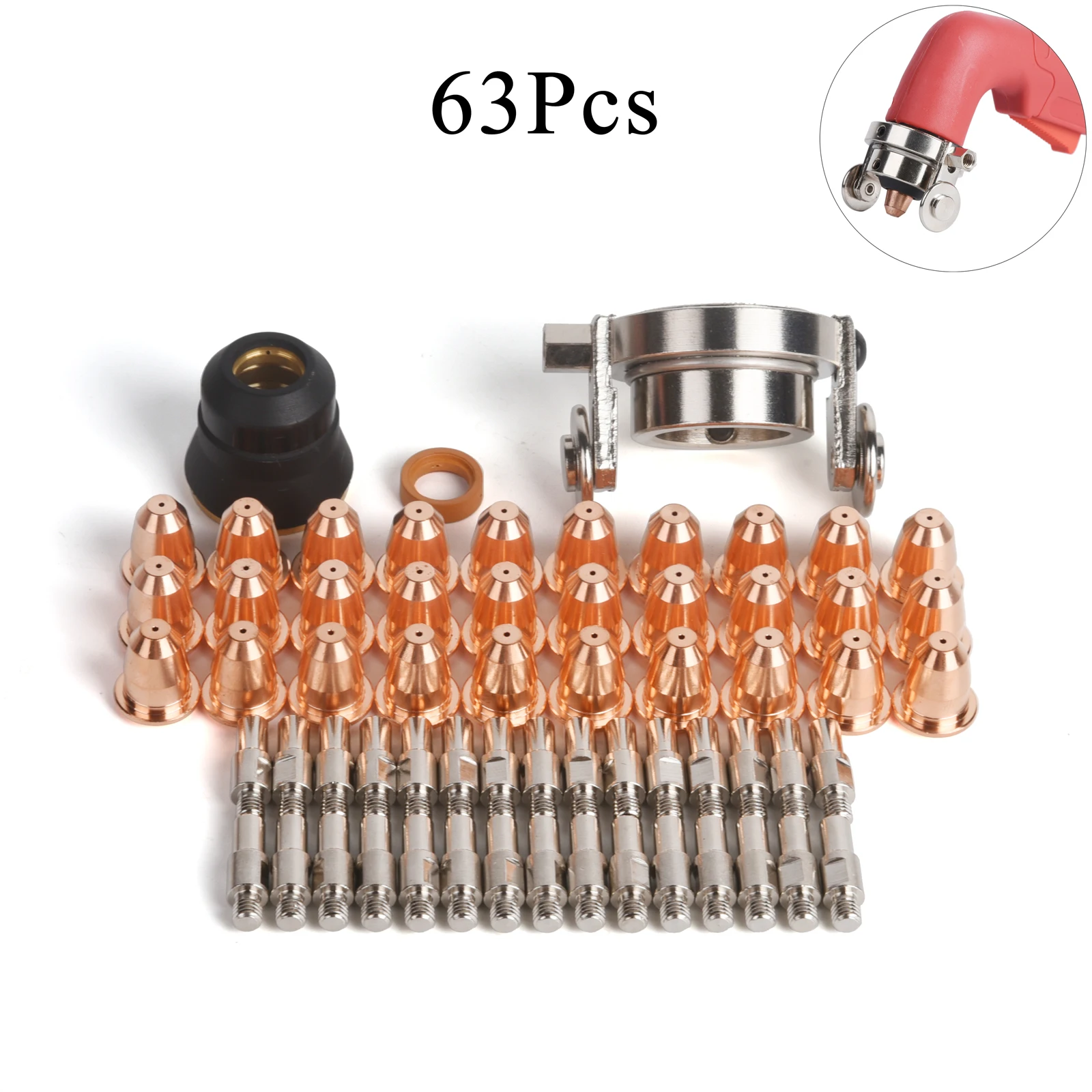 63Pcs S45 Plasma Torch Set Roller Wheel CV0024 PR0110 PD0116 PE0106 PC0116 Fit Trafimet S45 S25 Plasma Cutter Torch