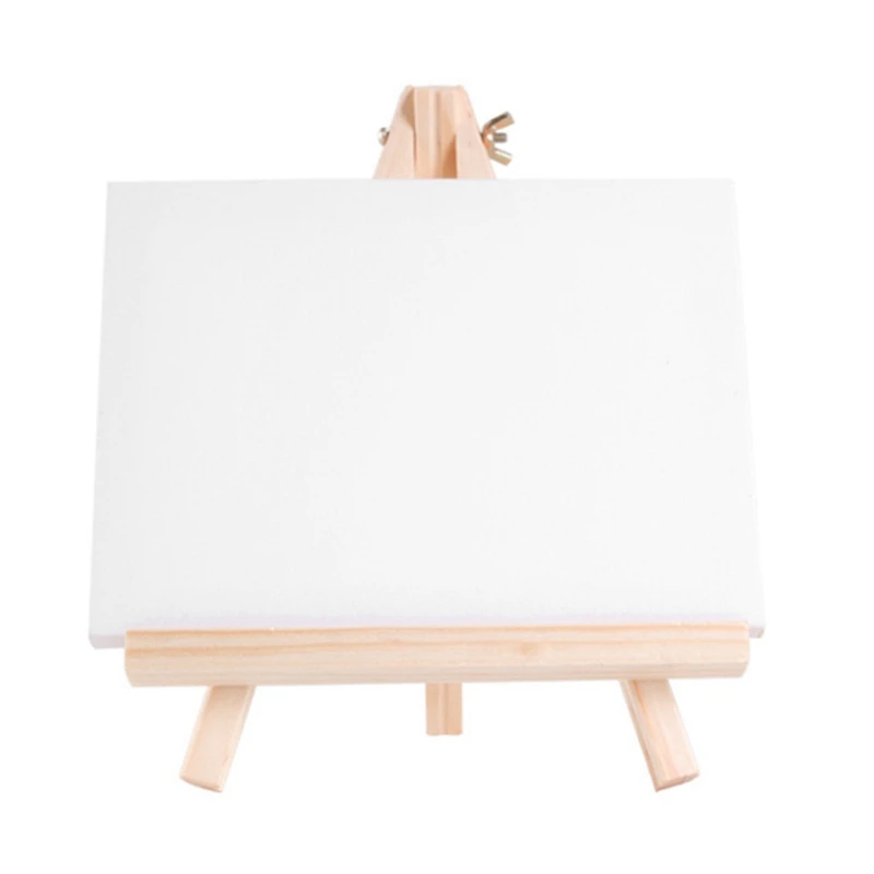 Canvas With Easel Set,Canvas Boards With Wooden Easels, Paint Brushes Canvas Panel Painting Kit For Art Crafts