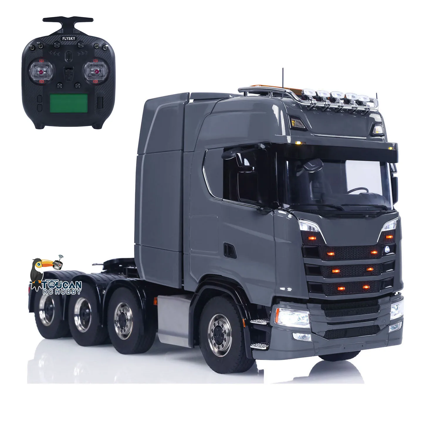 

770S 1:14 RC Tractor Truck 8X8 Remote Control Cars Metal Transmission with Transfer Case 3-speed Gearbox Lights Sounds Model