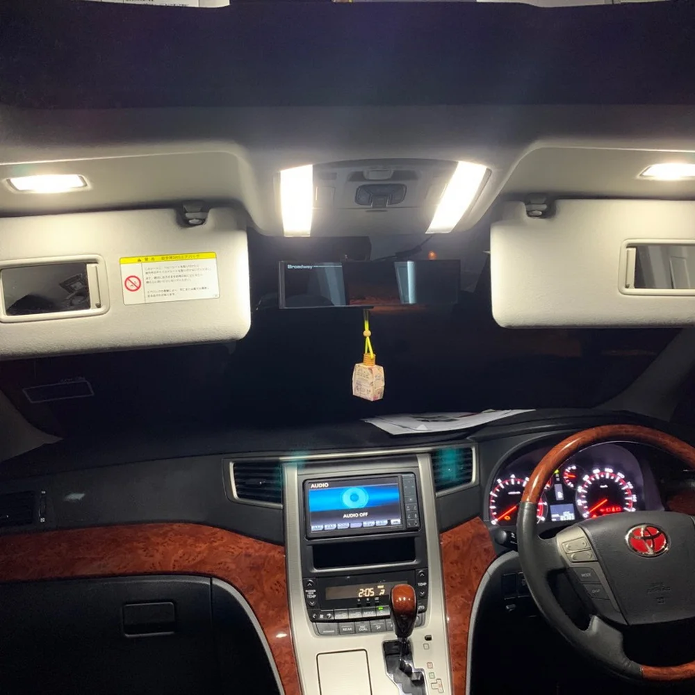 July King LED Car Interior Reading Lights Case for Toyota Alphard Vellfire 20# Series 2008-2014, 6000K Car Dome Map Light,17 pcs