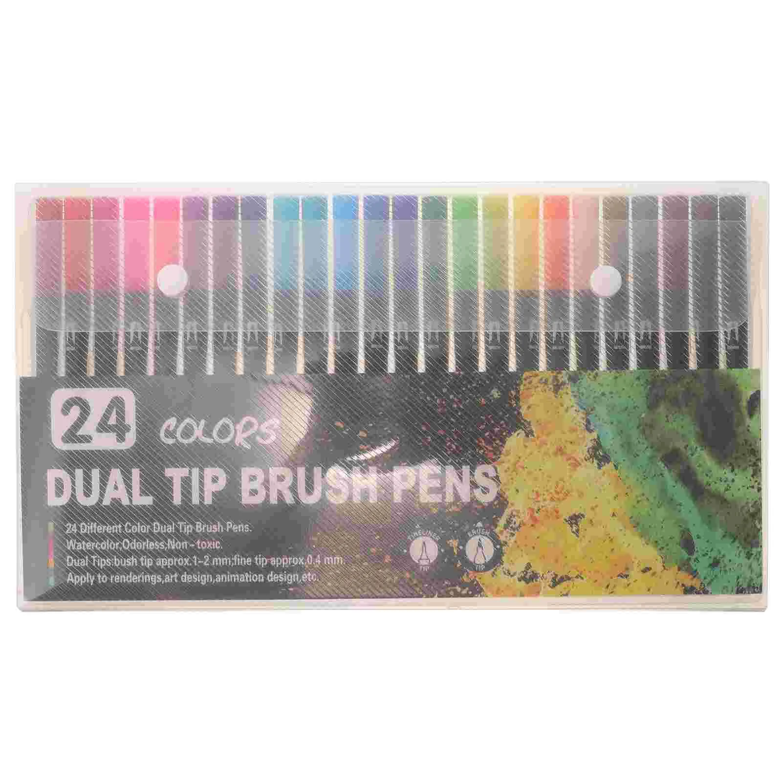 Kit de marqueurs à double extrémité en plastique pour enfants, stylos à base d'eau, dessin, peinture, 24 pièces