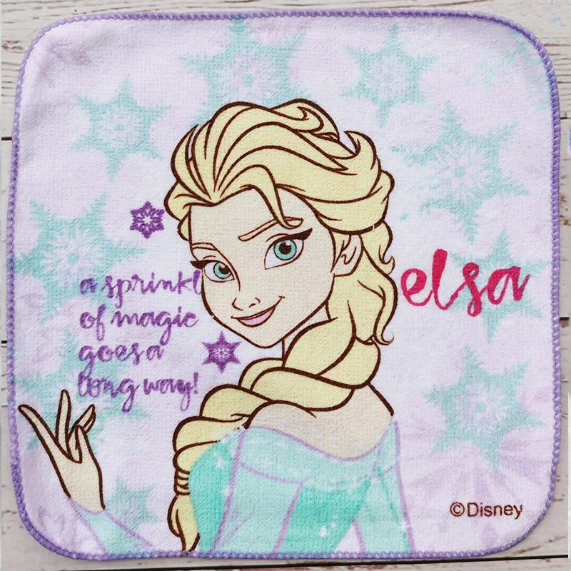 Disney Towel Elsa Frozen Princess Cartoon Small Square Face Hand Towel Handkerchief Children Towel Water Absorption 20x20cm