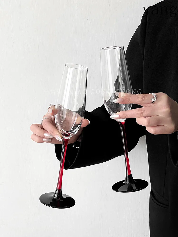 YJQ European red rod champagne cup household high-end creative crystal glass red wine goblet