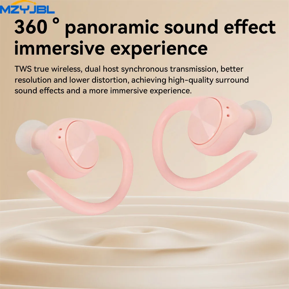 MZYJBL Wireless Earphones Bluetooth 5.3, R200 Ear Hook HiFi Stereo Sound, Open Ear Headset Waterproof, Touch Control Headphones
