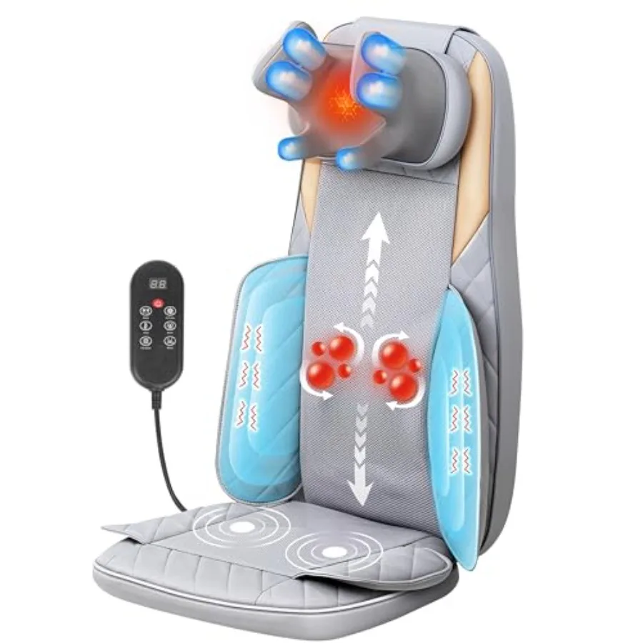 Shiatsu Neck and Back Massager with Heat 4D Kneading for Pain Relief Deep Tissue Back Massager for Chair Massage Chair Pad for