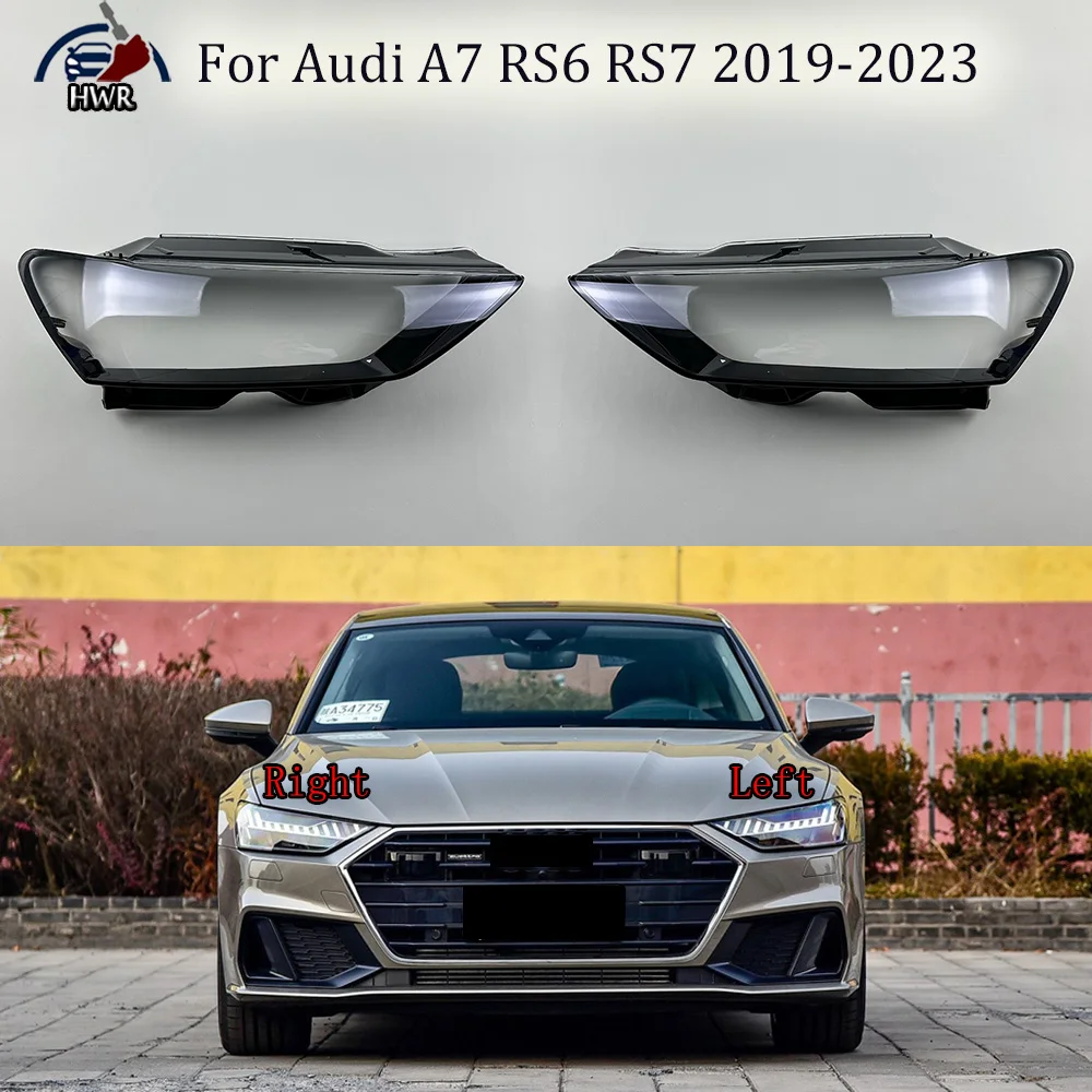 

For Audi A7 RS6 RS7 Headlamp Cover Shade Transparent Lampshade Headlight Shell Plexiglass Replace Original Lens 2019 2020-2023