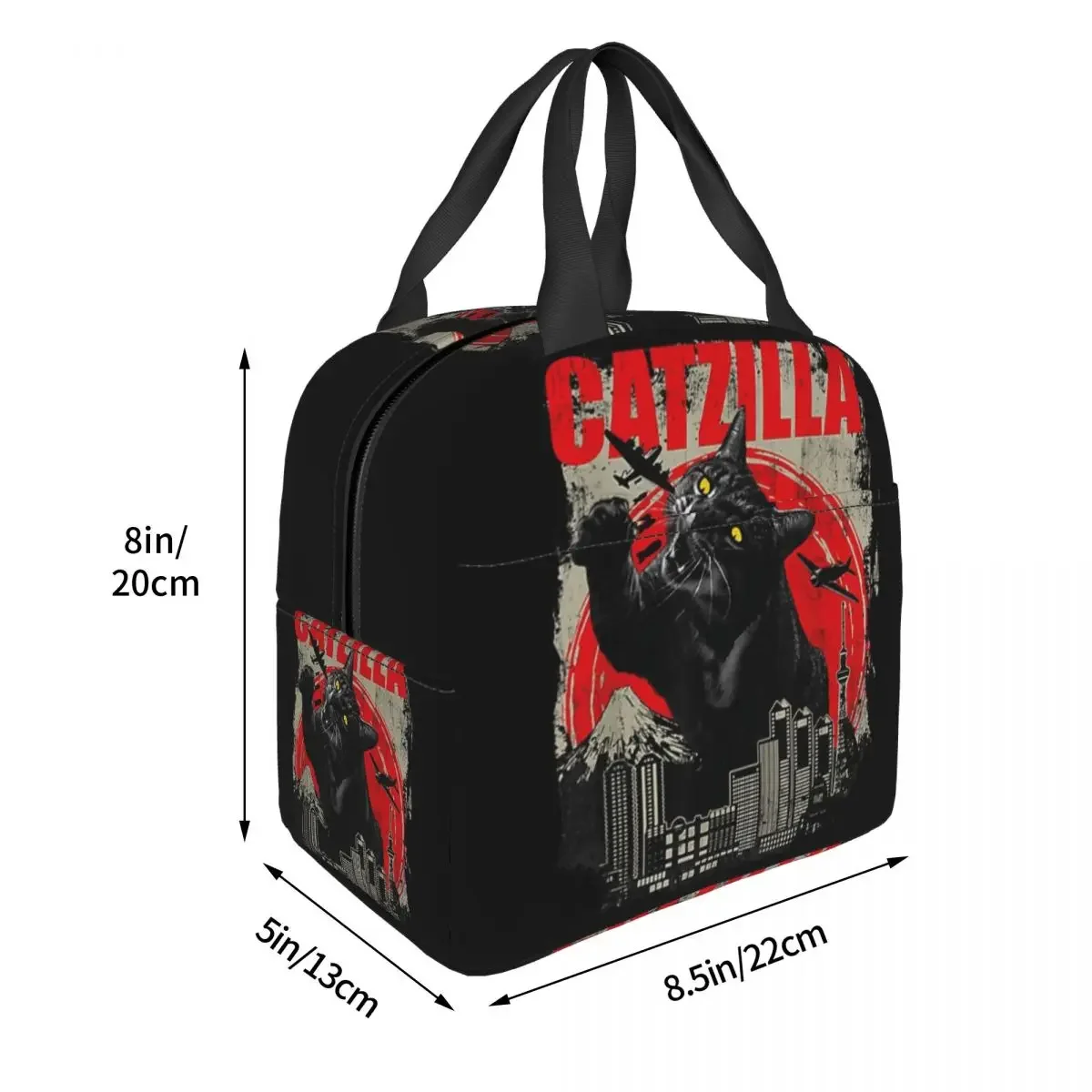 Catzilla Monsters Kitten Isolated Lunch Bags, refrigerador térmico de piquenique, lancheira, bolsa para mulheres e crianças, vintage