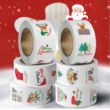 50-500 Stuks Cartoon Vrolijk Kerstfeest Stickers Decoratieve Afdichting Sticker Nieuwjaar Beloning Zelfklevende Etiketten Voor Kids gift Party
