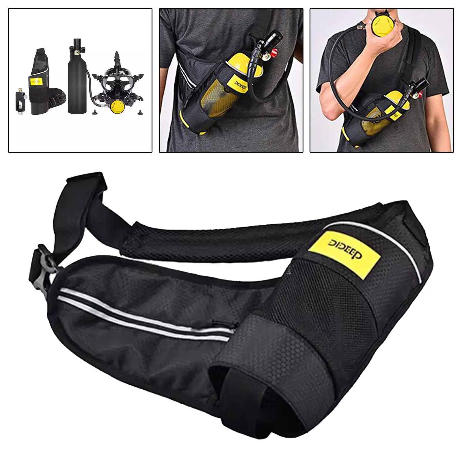 Scuba Diving Tank Bag 1 L Tank Reflective Bottle Bag Diving Tank Storage Bag Shoulder Bag Water Sports Snorkeling Swimming Black