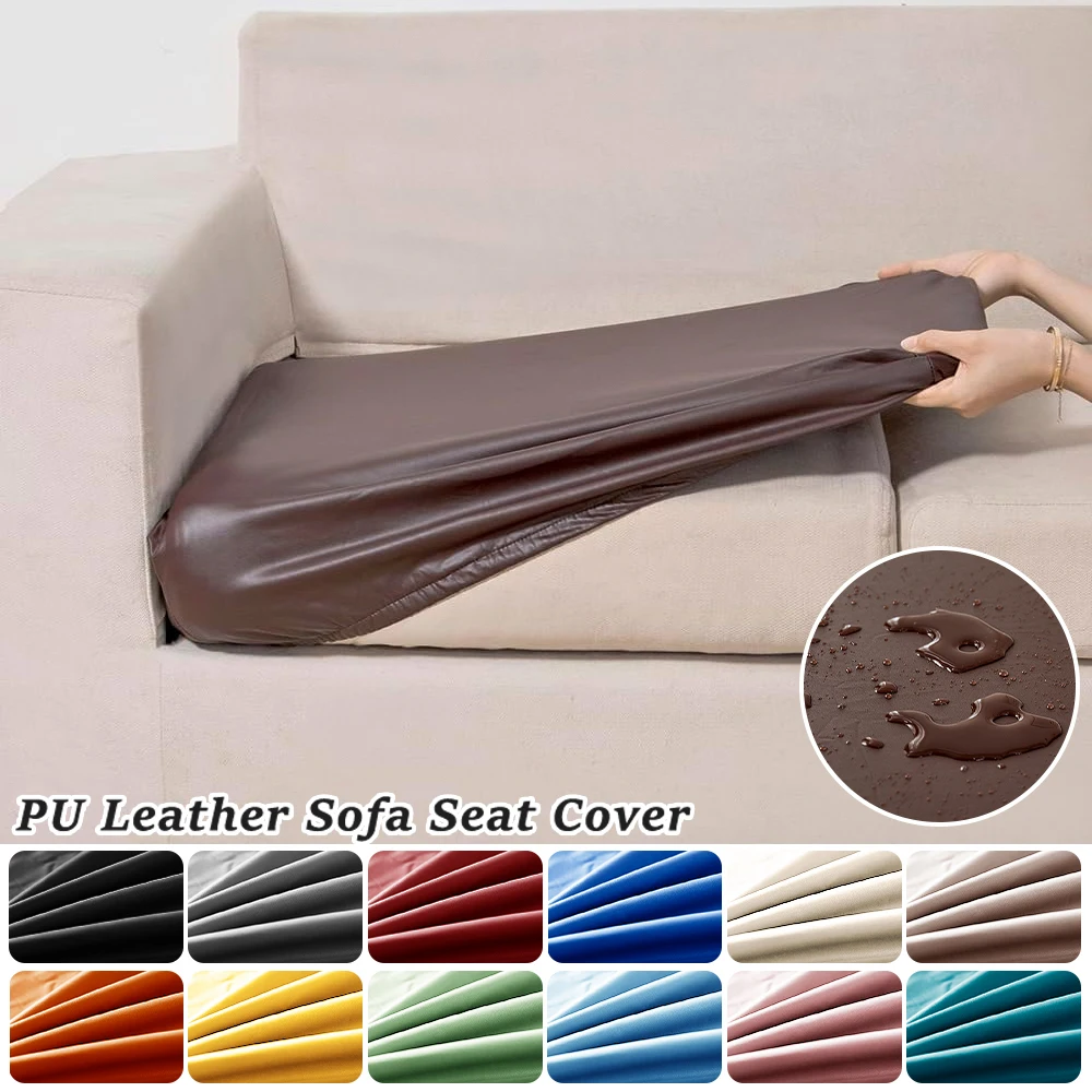 PU Leather Waterproof Sofa Seat Covers Stretch Solid Color Couch Slipcover for Living Room Furniture Protector Office Sofa Cover