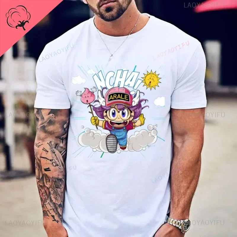 

New Summer Arale Print Cute Anime Manga 80s 90s Cartoon T Shirt Dr Slump Anime Cotton Clothes Awesome Short Sleeve Crew Neck