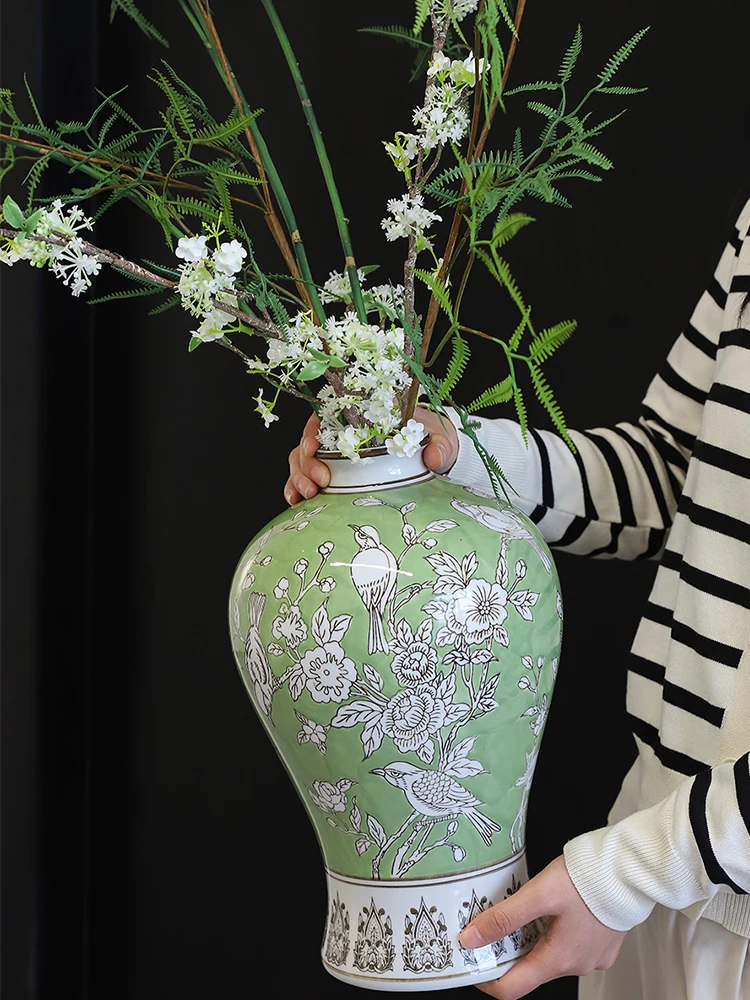 

Новая китайская сине-белая фарфоровая ваза Fhome Spring Color Cerc Peony для прихожей, декоративный аксессуар, большой размер