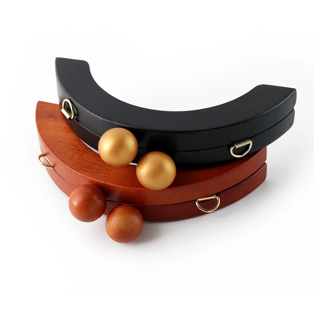 4-10-20PCS 14x6cm Camel Semicircular Mini Wooden Clutched Handles With Screw For Bags Handbag Tote Purse Clasp Frame Accessories