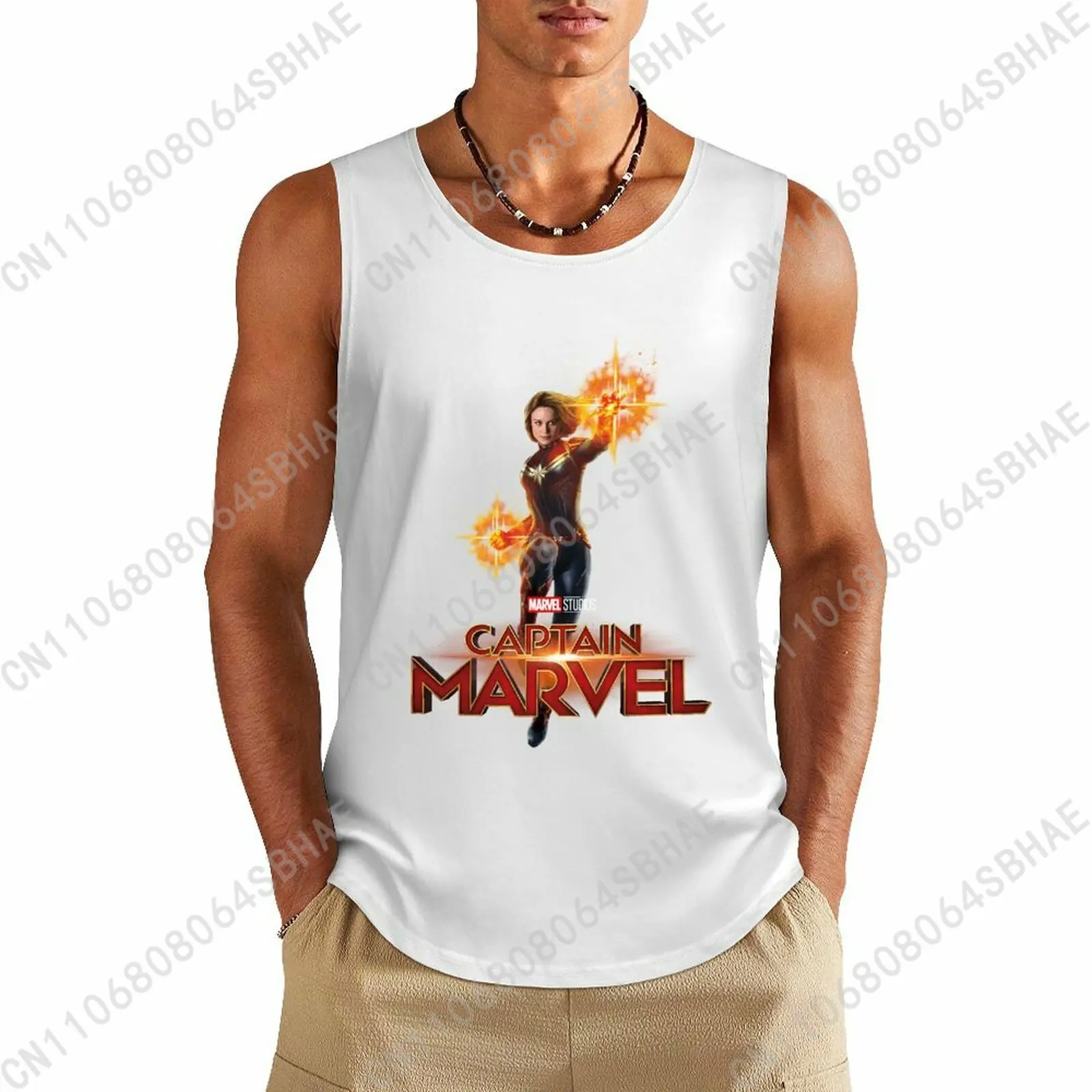 

Marvel Captain Marvel Custom Pattern Mens Cotton Tank Top Cotton Sleeveless Shirt Men Undershirt Personalized Gifts Cosplay