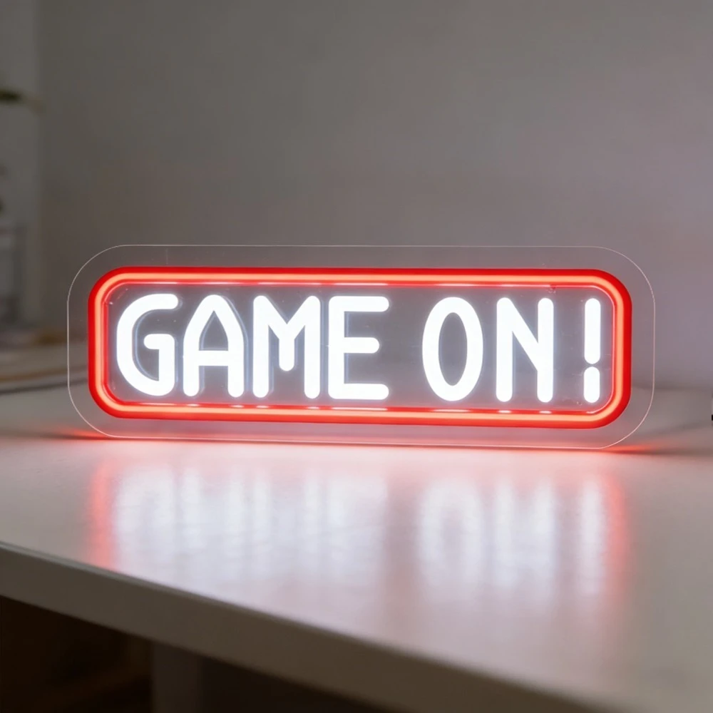 

Неоновая вывеска GAME ON, светодиодный настенный декор для игровой комнаты, спальни, офиса, мотивационное освещение для создания позитивной атмосферы, декор для дома